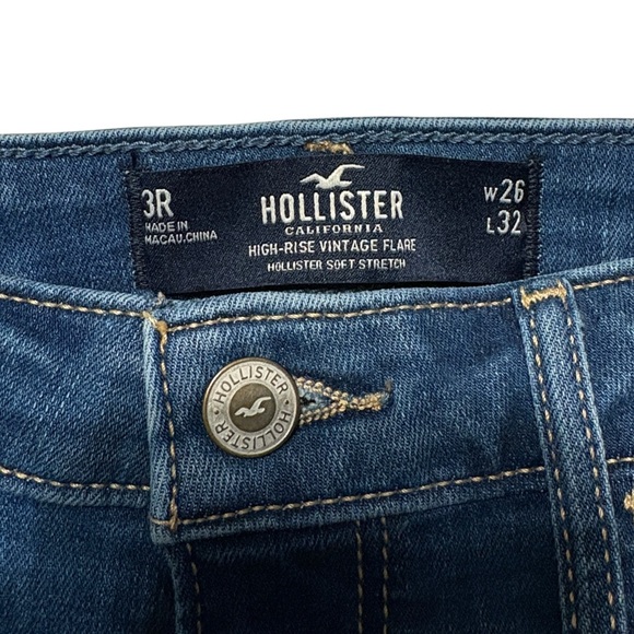 Hollister High Rise Vintage Flare Jeans 26 X 32 Two-Tone Blue Boho 90s 70s Indie - Picture 8 of 8